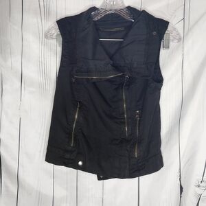 Zara Black Moto Vest with Zipper Details